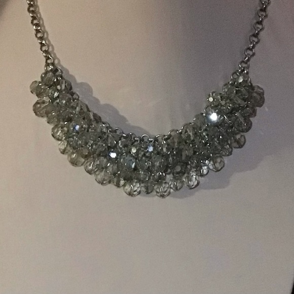 Banana Republic, Silver tone and crystal bib necklace - Picture 6 of 8